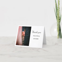 Tarjeta De Agradecimiento Fotos simples: boda moderna y elegante