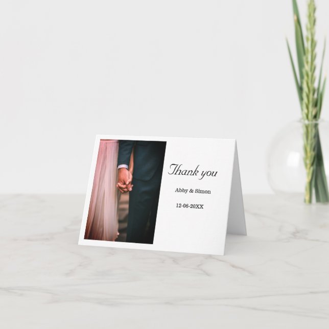 Tarjeta De Agradecimiento Fotos simples: boda moderna y elegante (Anverso)