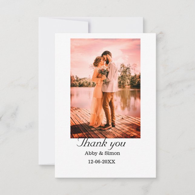 Tarjeta De Agradecimiento Fotos simples: boda moderna y elegante (Anverso)