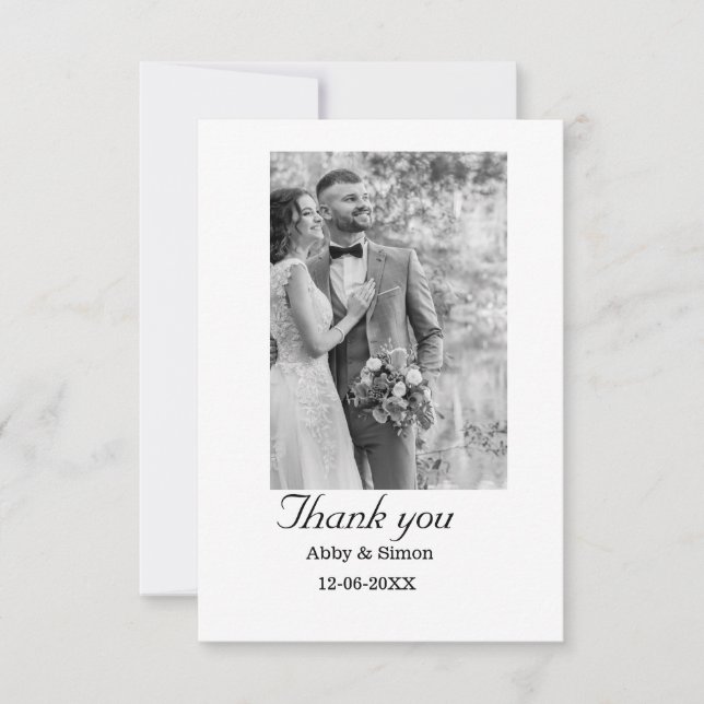 Tarjeta De Agradecimiento Fotos simples: boda moderna y elegante (Anverso)