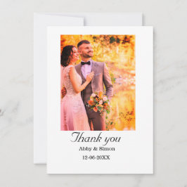 Tarjeta De Agradecimiento Fotos simples: boda moderna y elegante