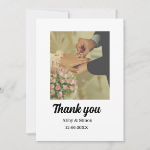 Tarjeta De Agradecimiento Fotos simples: boda moderna y elegante