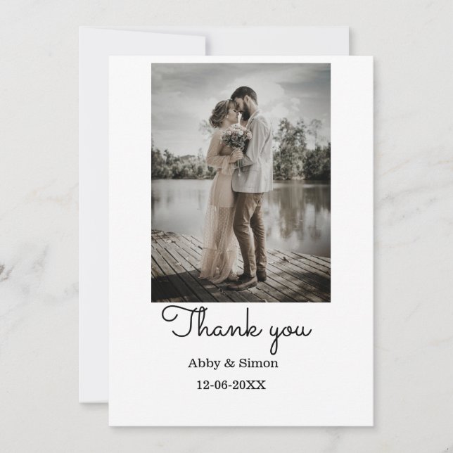 Tarjeta De Agradecimiento Fotos simples: boda moderna y elegante (Anverso)