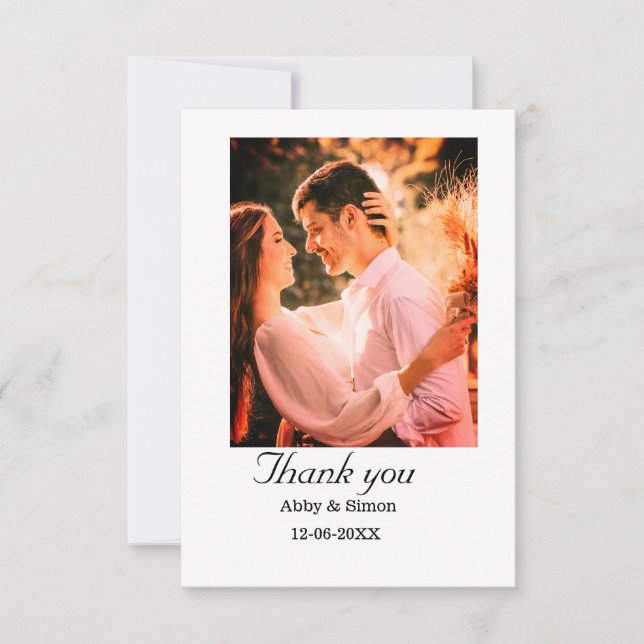Tarjeta De Agradecimiento Fotos simples: boda moderna y elegante (Anverso)