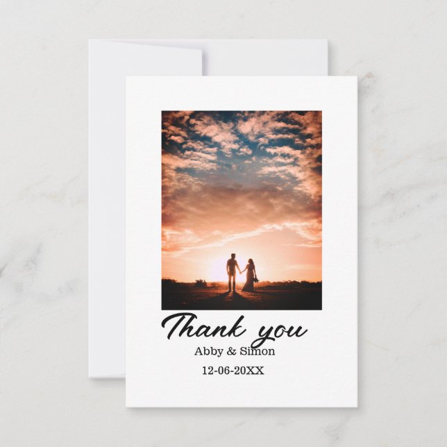 Tarjeta De Agradecimiento Fotos simples: boda moderna y elegante (Anverso)