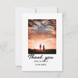Tarjeta De Agradecimiento Fotos simples: boda moderna y elegante