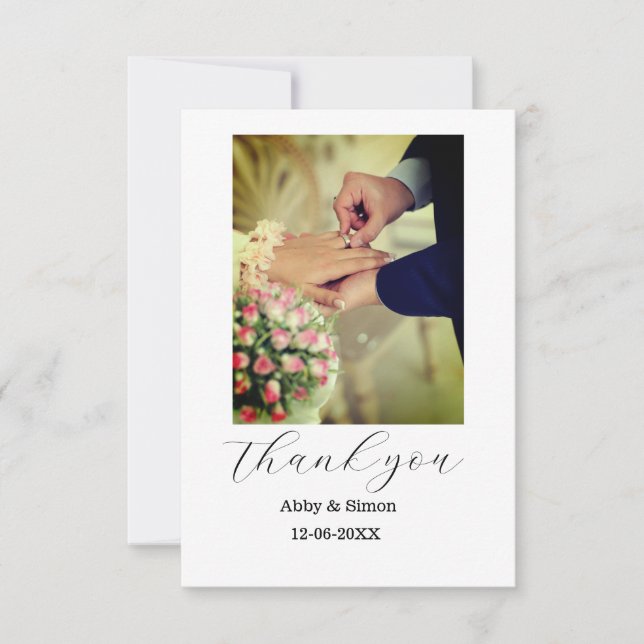 Tarjeta De Agradecimiento Fotos simples: boda moderna y elegante (Anverso)