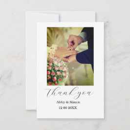 Tarjeta De Agradecimiento Fotos simples: boda moderna y elegante
