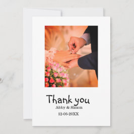 Tarjeta De Agradecimiento Fotos simples: boda moderna y elegante