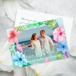 Tarjeta De Agradecimiento Fotos tropicales de bodas en la playa gracias