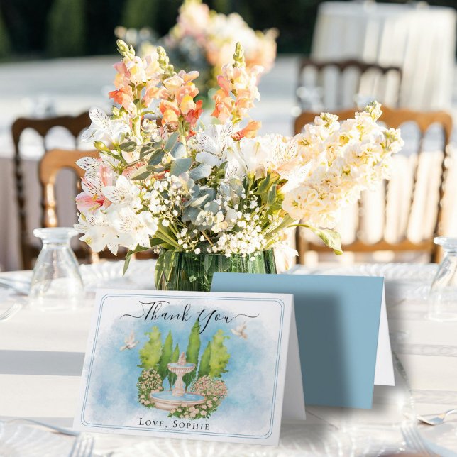 Tarjeta De Agradecimiento Fountain flowers doves Boda Gracias Card (Subido por el creador)