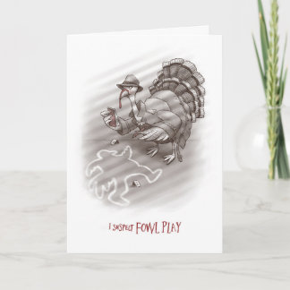 Tarjeta De Agradecimiento Fowl Play Turkey Pun Birday Card