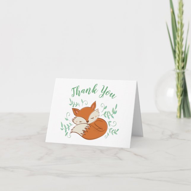 Tarjeta De Agradecimiento Fox Baby Shower Woodland Animals (Anverso)