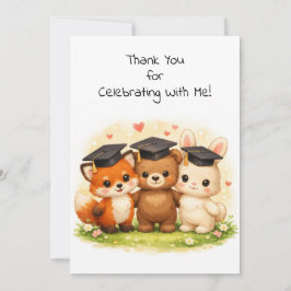 Tarjeta De Agradecimiento Fox Bear Bunny Preschool Kindergarten Graduation 