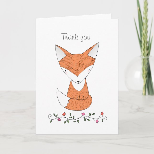 Tarjeta De Agradecimiento Fox Gracias Card Cute Fox Woodland Gracias (Anverso)