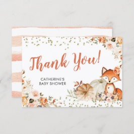 Tarjeta De Agradecimiento Fox Oh Chica Fall Pumpkin Baby Shower Gracias