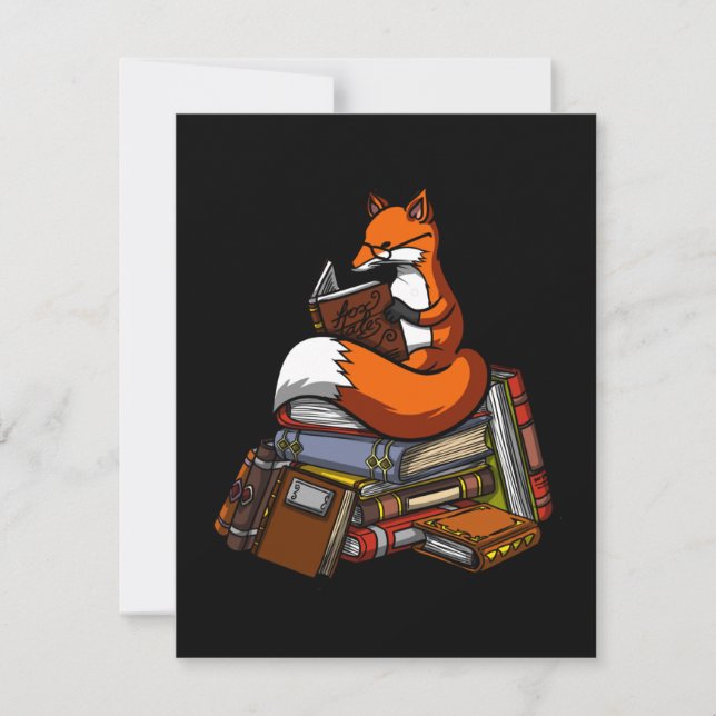 Tarjeta De Agradecimiento Fox Reading A Book (Anverso)