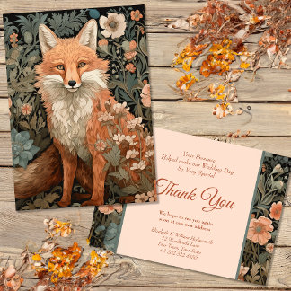 Tarjeta De Agradecimiento Fox roja en un jardín inglés victoriano