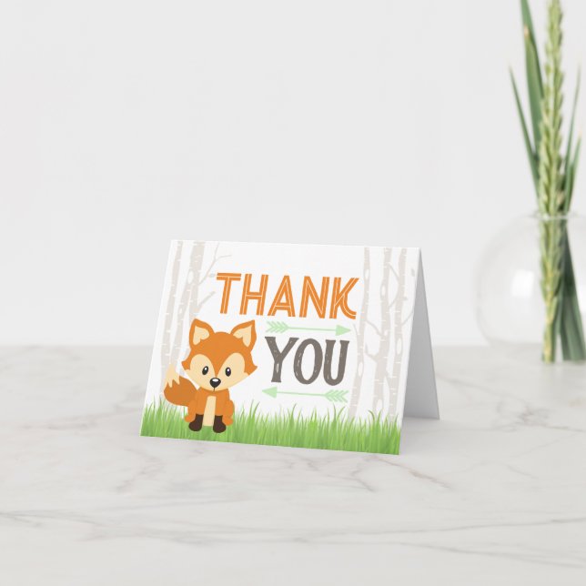 Tarjeta De Agradecimiento Fox Tribal Woodland Camper Baby Shower Gracias C (Anverso)