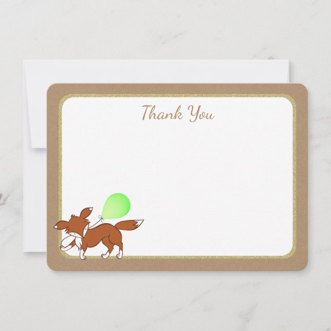 Tarjeta De Agradecimiento Fox Woodland Birch Tree Baby Shower Gracias (Anverso)