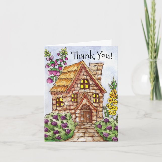 Tarjeta De Agradecimiento Foxglove Cottage Fairy House (Anverso)