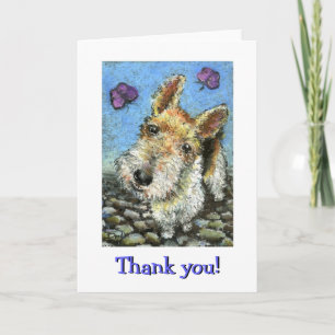 Tarjeta De Agradecimiento Foxterrier y mariposas