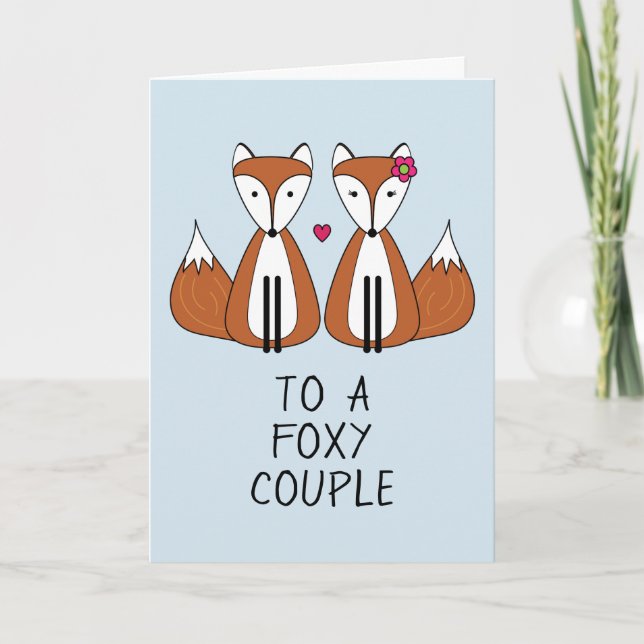 Tarjeta De Agradecimiento Foxy Couple Fox Ananiversario Card (Anverso)