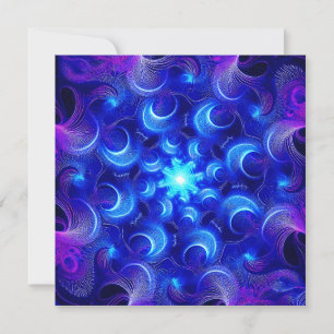 Tarjeta De Agradecimiento Fractales Azules de Luna Creciente