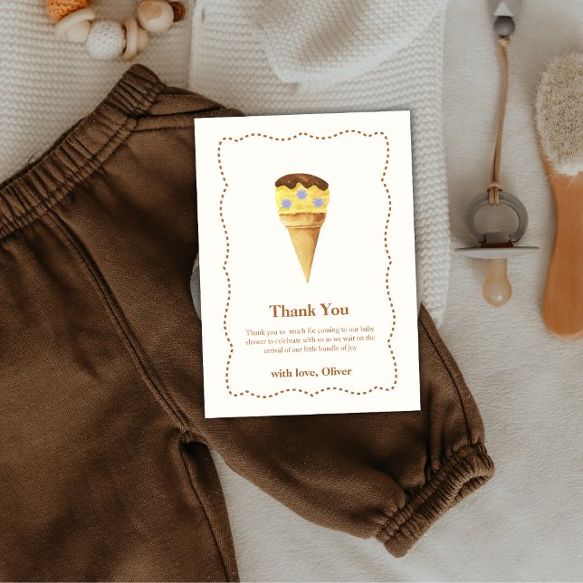 Tarjeta De Agradecimiento Frame Summer Scoop Ice Cream Boy Baby Shower (Frame Summer Scoop Ice Cream Boy Baby Shower Thank You Card)