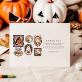Tarjeta De Agradecimiento Framed Ghost & Cat Halloween cumpleaños 1