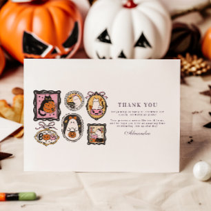 Tarjeta De Agradecimiento Framed Ghost & Cat Halloween cumpleaños 1