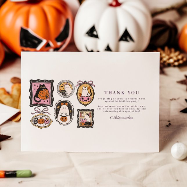 Tarjeta De Agradecimiento Framed Ghost & Cat Halloween cumpleaños 1 (Subido por el creador)