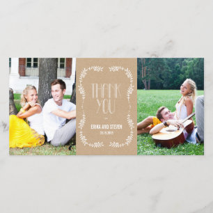 Tarjeta De Agradecimiento Framing de hojas Boda Gracias Cartas