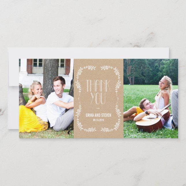 Tarjeta De Agradecimiento Framing de hojas Boda Gracias Cartas (Anverso)