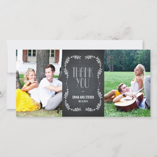 Tarjeta De Agradecimiento Framing de hojas Boda Gracias Cartas (Anverso)