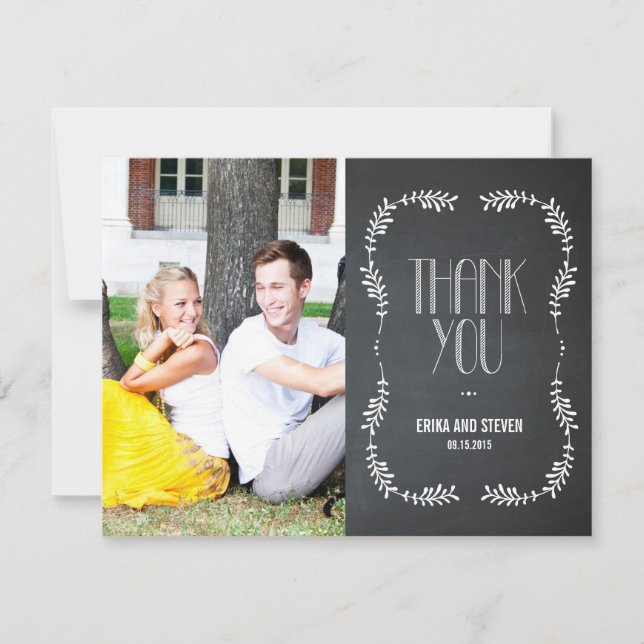 Tarjeta De Agradecimiento Framing de hojas de Boda Gracias Cartucho (Anverso)