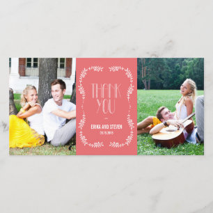 Tarjeta De Agradecimiento Framing Leaves Boda Gracias Cartas Salmon