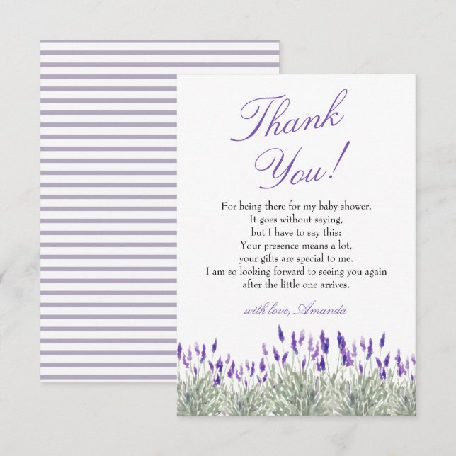 Tarjeta De Agradecimiento Francés Oh Bebe Lavender Género Neutral Baby Showe (Anverso / Reverso)