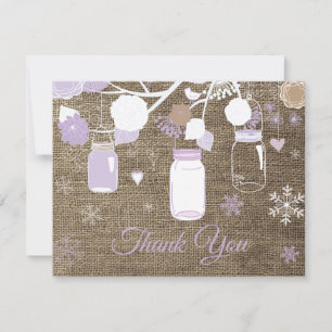 Tarjeta de agradecimiento frasco de Mason copo de 