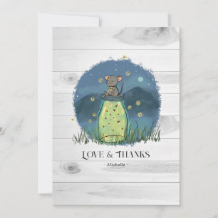 Tarjeta De Agradecimiento Frasco de Mason de Luciérnaga Ratón Rústico