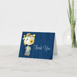 Tarjeta De Agradecimiento Frasco de Mason de Madera Rústica Flores Silvestre
