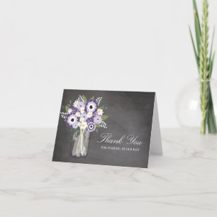 Tarjeta De Agradecimiento Frasco de Mason lleno de flores silvestres