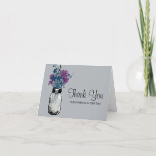 Tarjeta De Agradecimiento Frasco de Mason lleno de flores silvestres