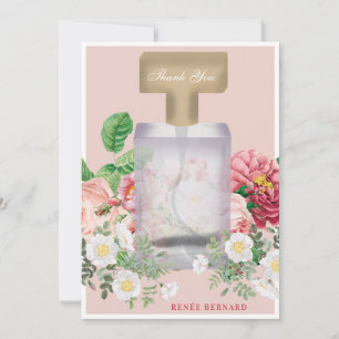 Tarjeta De Agradecimiento Frasco de perfume rosa sonrosado para ducha nupcia