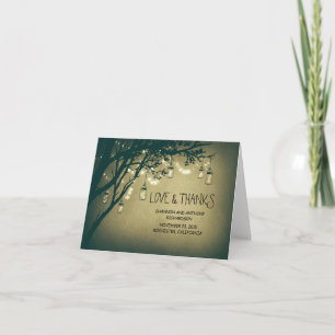 Tarjeta De Agradecimiento frascos de albañil rústicos y luces centelleantes