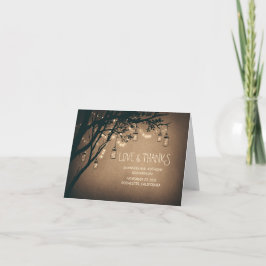 Tarjeta De Agradecimiento frascos de albañil rústicos y luces centelleantes 