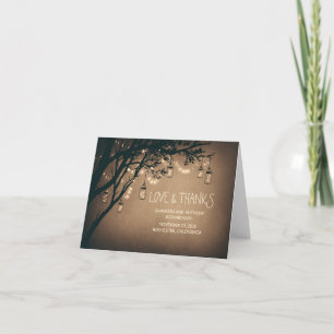 Tarjeta De Agradecimiento frascos de albañil rústicos y luces centelleantes 