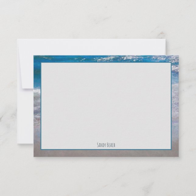 Tarjeta De Agradecimiento Frase Beach Blue White Coastal Ocean Wave (Anverso)