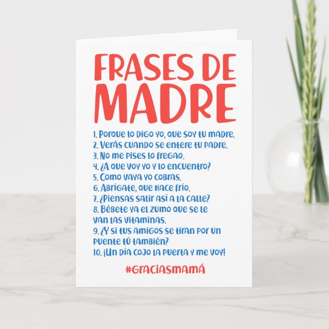 Tarjeta De Agradecimiento Frases de Madre (Anverso)