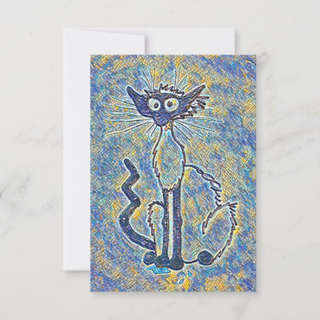 Tarjeta De Agradecimiento Frazzled Cat Notecard (Anverso)
